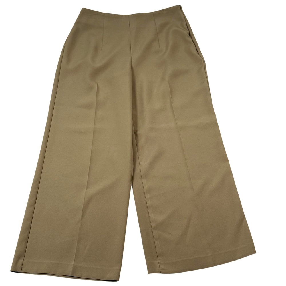 Nine West Dress Pants 8 Tan Wide Leg Flowy Work Office Trousers Neutral Timeless